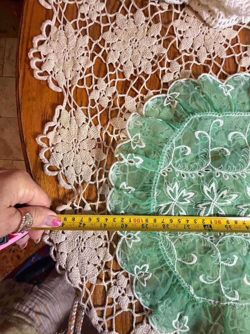green sheer doily
